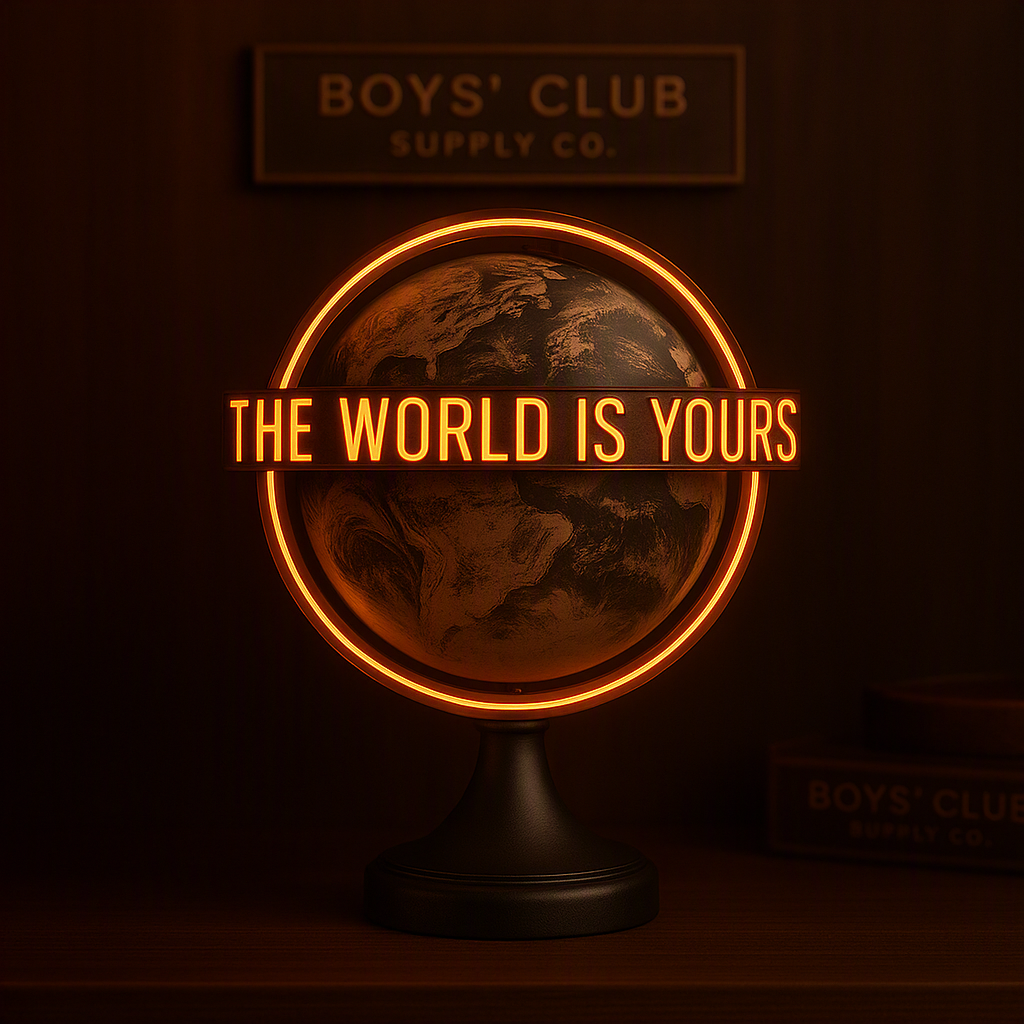The World Is Yours Led Neon Sign Pop Art Custom Globe LED Light Motivational Wall Decor for Man Cave Bar Office