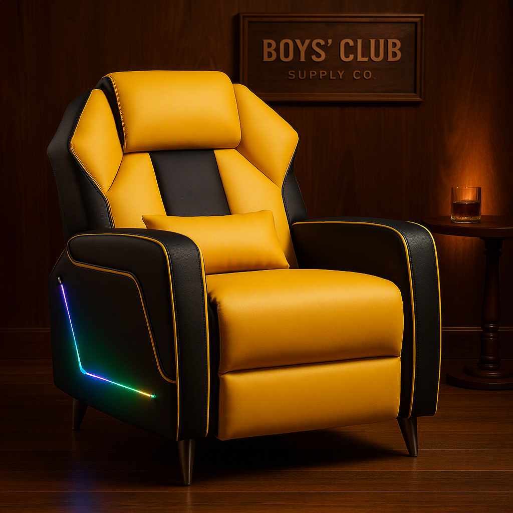 TCGBKAF LED Gaming Recliner Chair Ergonomic Video Game Reclining Chair with Footrest Lumbar Pillow & Side Pocket Home Theater Recliner Sofa Chair for Gaming Room Living Room Bed…