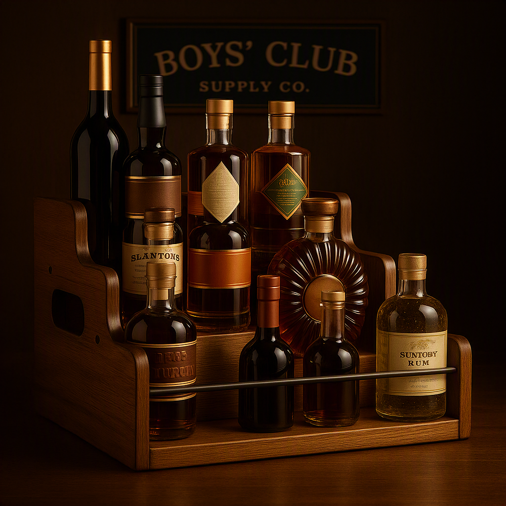Solid Wood Liquor Bottle Display Shelf, Coffee Syrup Rack Organizer, 3 Step Countertop Liquor Wine Rack, Mini Bar, Liquor Cabine