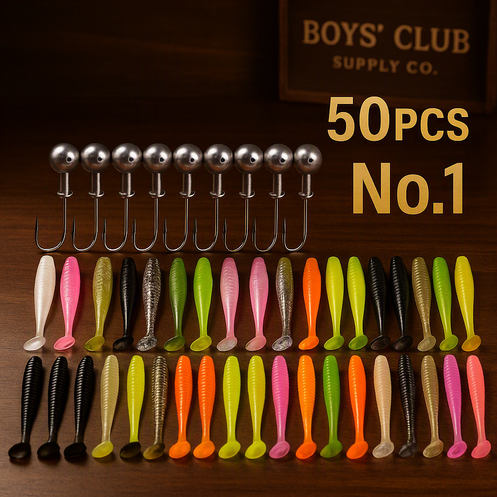 New 50/30/15PC Soft Fishing Lures Kit Silicone Lure Set Artificial Bait Worm with Crank Jig Head Hook Fishing Tackle Accessories