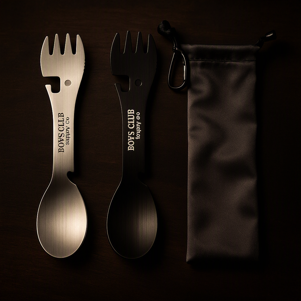 PSKOOK Outdoor Survival Tools 5 in 1 Camping Multi-functional EDC Kit Practical Fork Knife Spoon Bottle/Can Opener