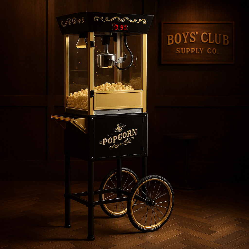 Popcorn Machine with Cart, Popcorn Maker with 12 Oz Kettle, Vintage Movie Theater Style Professional Cart with 4 Cups and 1 Sco