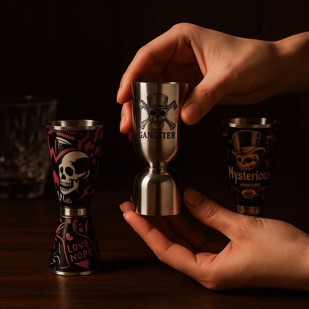 Stainless Steel Double Shot Measure Cup For Bar Kitchen Cocktail Measuring Cup Spirit Jigger Skull Measure Cups Bar Accessories