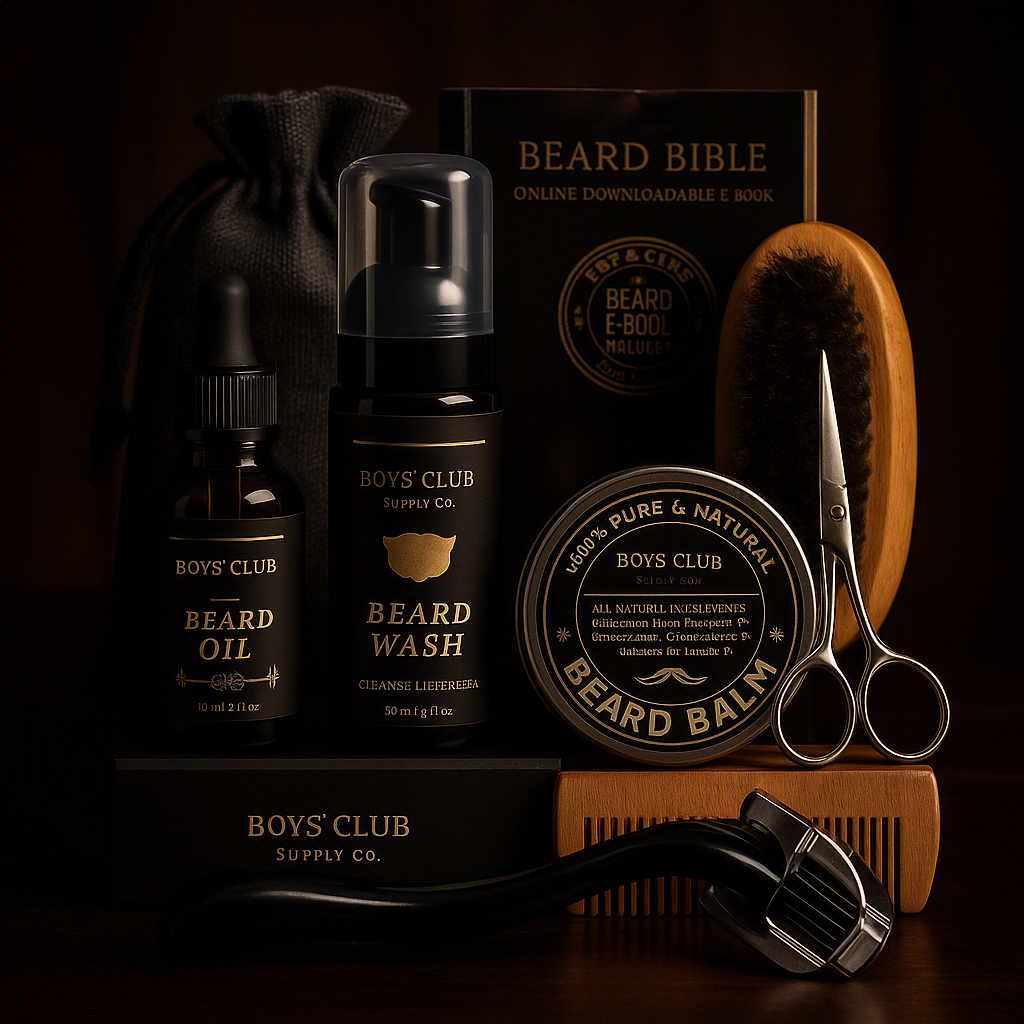 5/7/8 PCS Men's Beard care full set beard comb Balm Double-sided comb with roller beard growth liquid