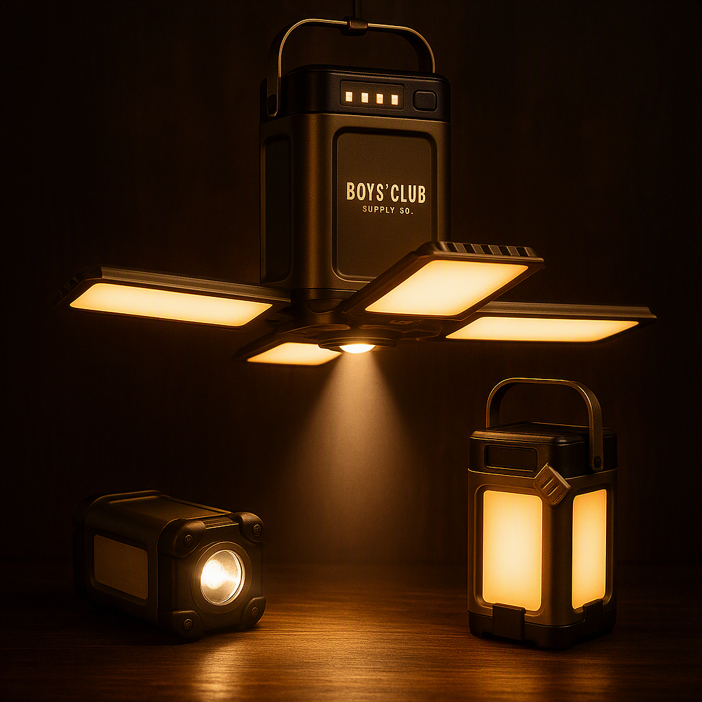 Solar Camping Light Rechargeable, Multifunctional 4-Blade Folding Lantern for Outside with 6 Lighting Modes Portable Tent Lamp