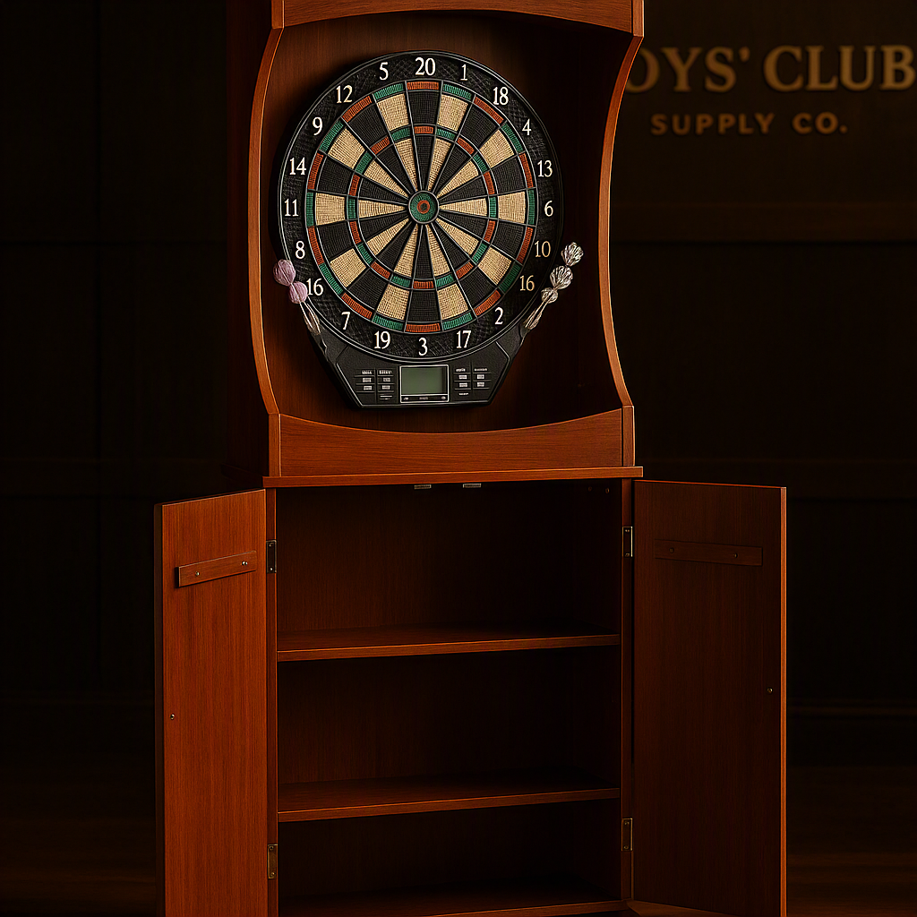 Outlaw Electronic Dart Board Cabinet Set - 81-in Electric Dart Board with Cabinet - Professional Dart Board with 6 Soft Tip