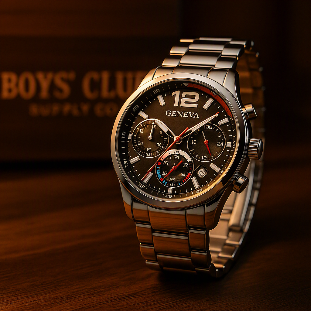 Fashion Men's Watches Stainless Steel Band Analog Quartz Wristwatch with Calendar