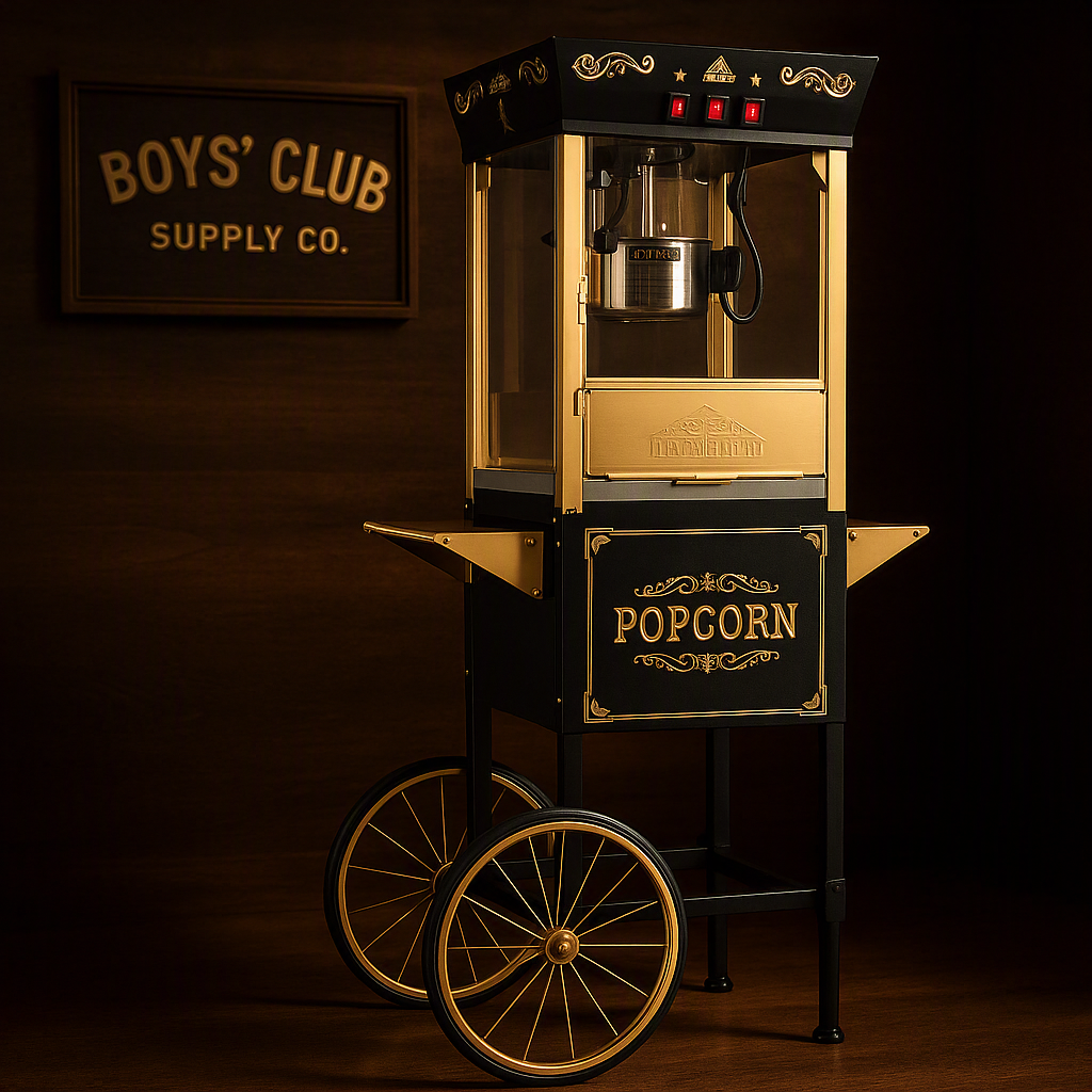 Movie Theater-Style corn hine Maker with Cart and 8-Ounce Kettle - Black, Vintage-Style per on Wheels