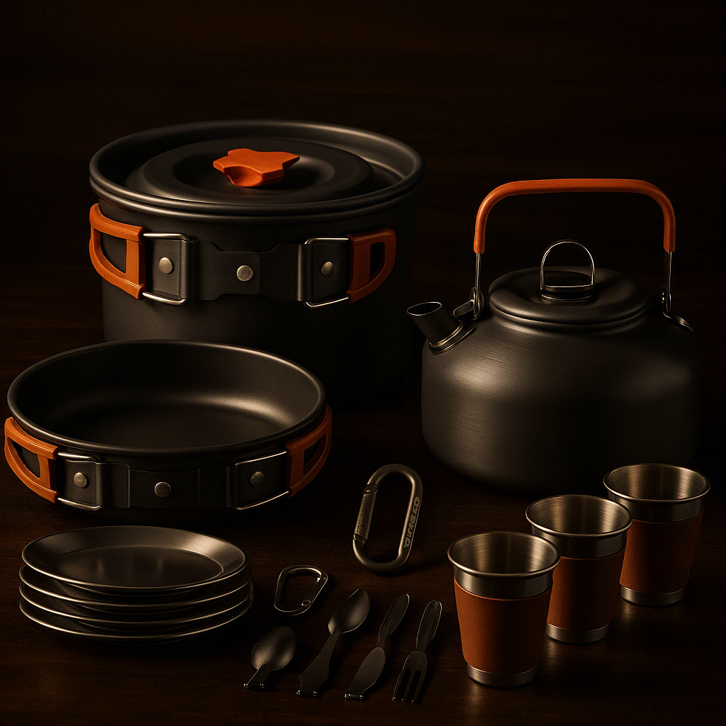 Camping Cooking set Camping Cookware Travel Tableware Outdoor Picnic Set Teapot For 2-3 Peaple Non-stick pots assorted sets
