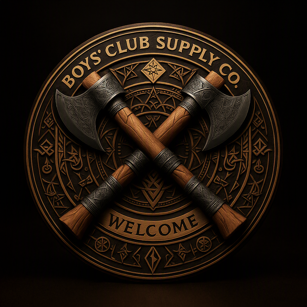 Viking Axe Welcome Sign - 8inch X 8inch Round Wooden Wall Decor, Suitable for Home, Porch, Living Room, and Office - Perfect Gift for Men
