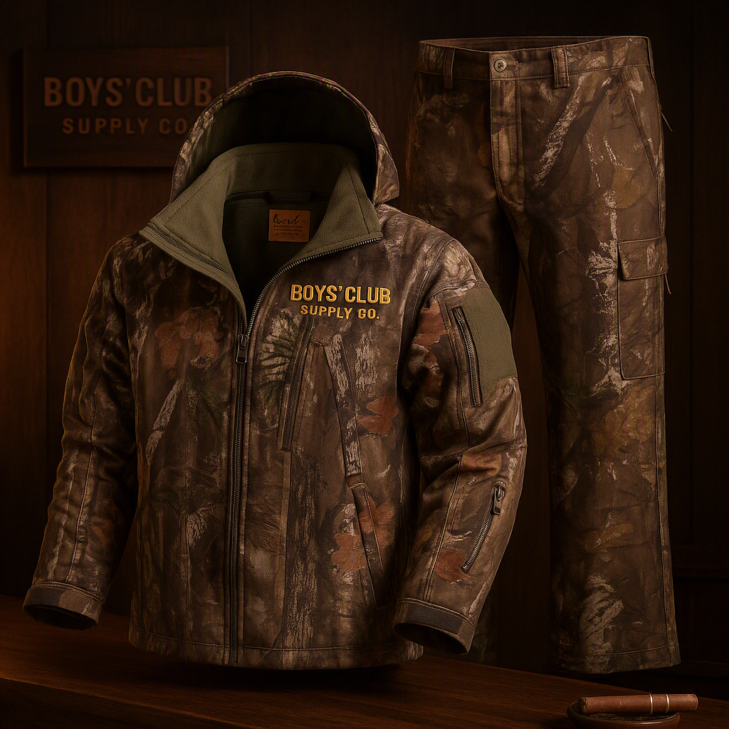 Camo Hunting Suit for Men - Water-Resistant Jacket and Pants with Warm Fleece Lining, Ideal for Cold Weather Hunting