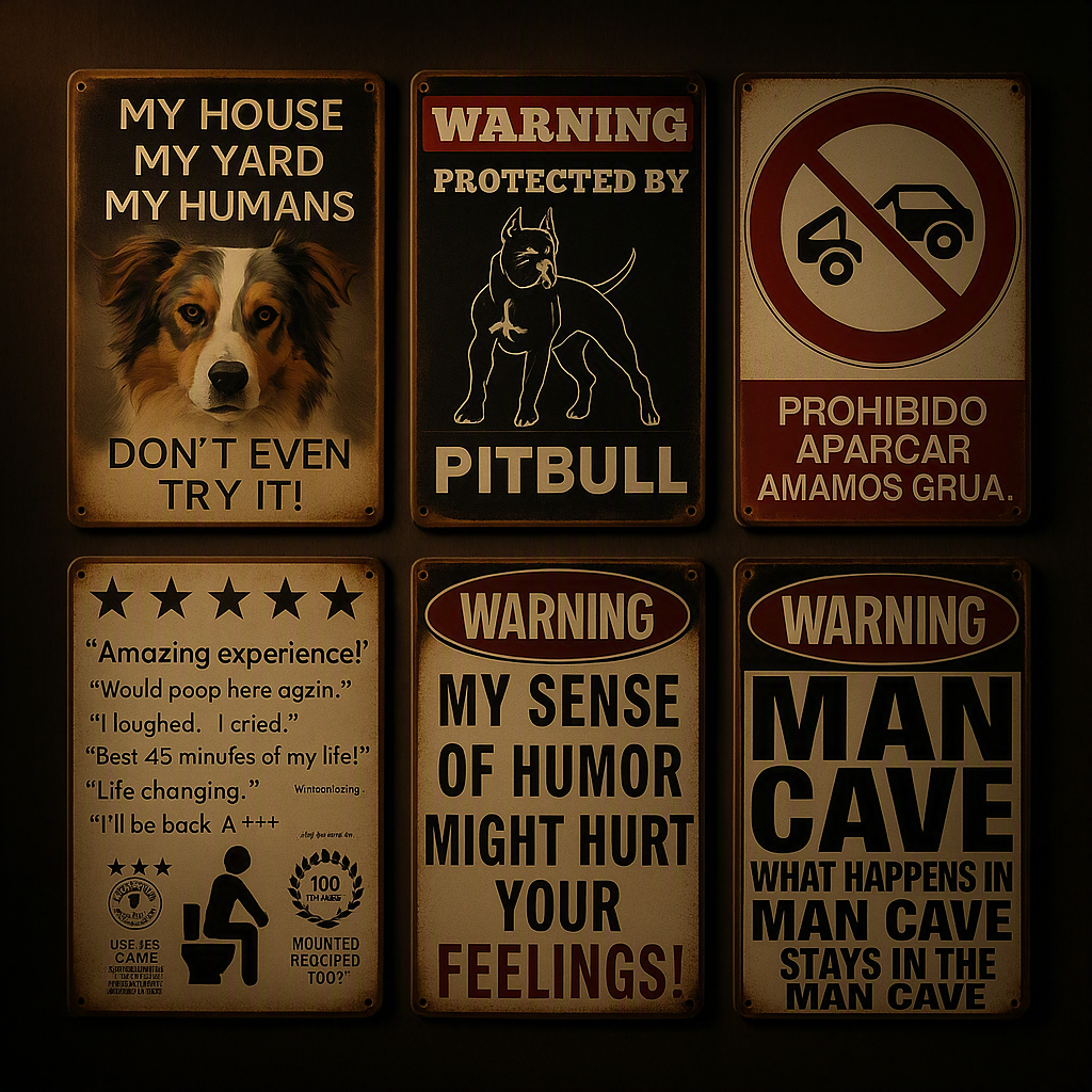 Vintage Metal Signs Plates Tin Sign Posters Man Cave Bar Retro Wall Art Mural Outdoor House Bathroom Home Room Decorations Decor